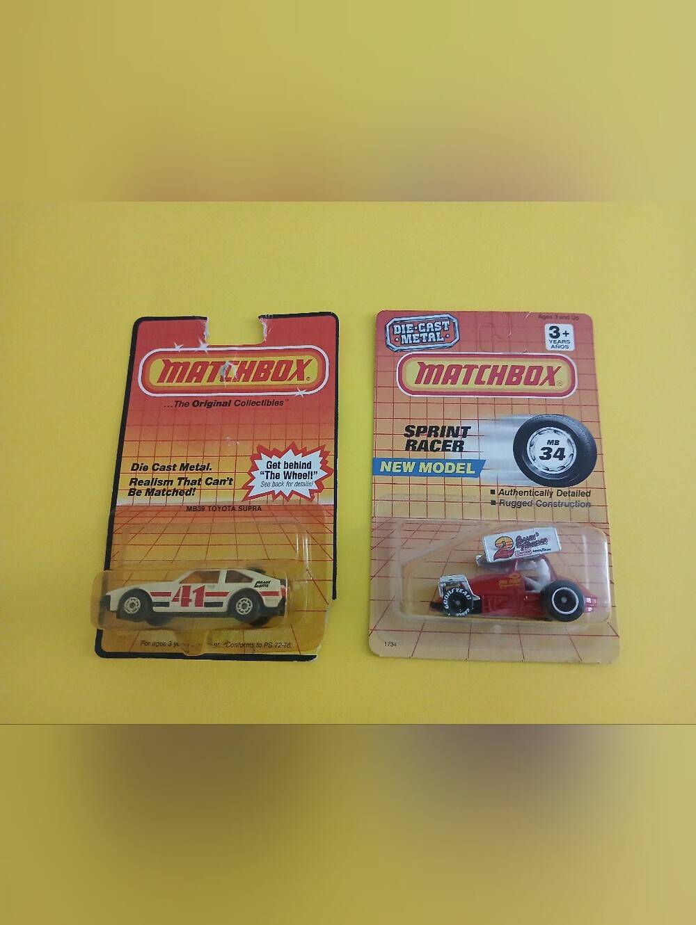 1983 Matchbox MB39 Toyota Supra #41 & 1990 Matchbox MB34 Sprint Racer – Sealed